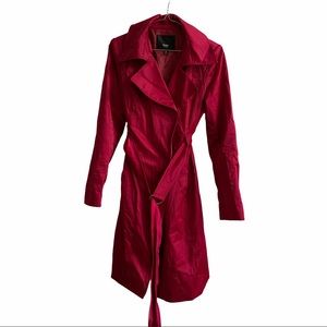 Mossimo burgundy belted trench coat medium